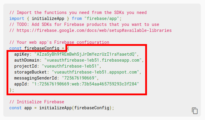 Copy The Firebase Credentials