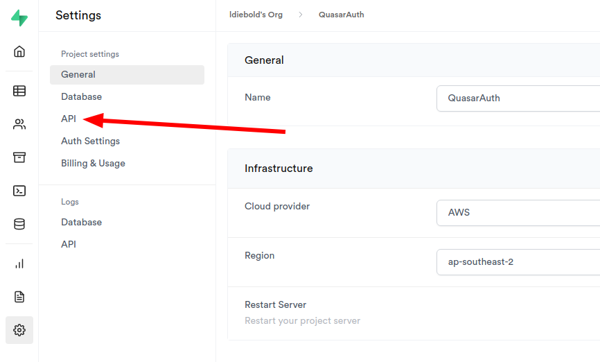 Supabase API Setting